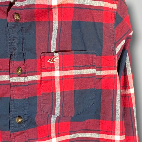 Hollister Plaid Button Down Shirt Red/Blue - Picture 5 of 9